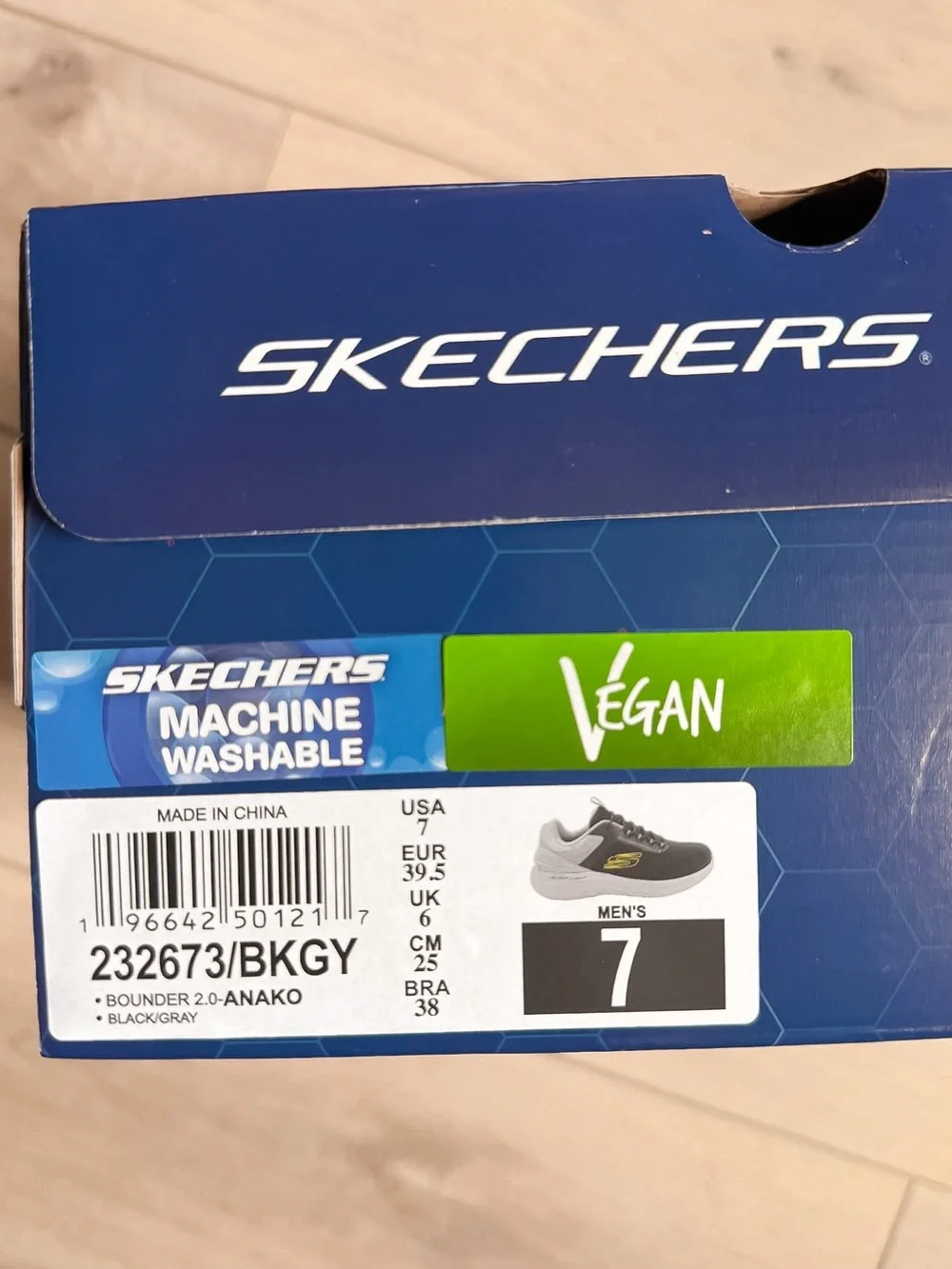 SKECHERS BOUNDER 2.0 ANAKO MEMORY FOAM ATHLETIC SNEAKER BLACK GRAY SIZE 7 NIB